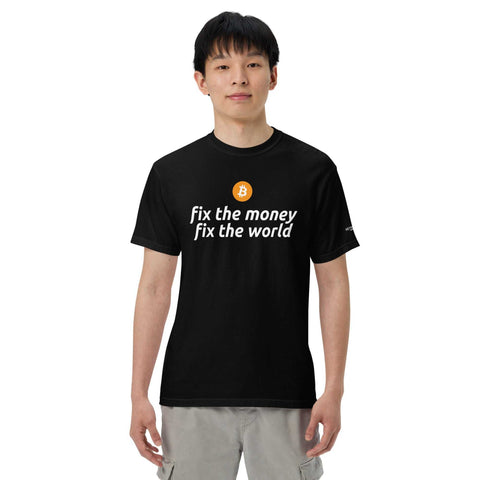 Fix The Money Fix The World Unisex Heavyweight T-Shirt+Bitcoin t-shirt+World Unisex Heavyweight